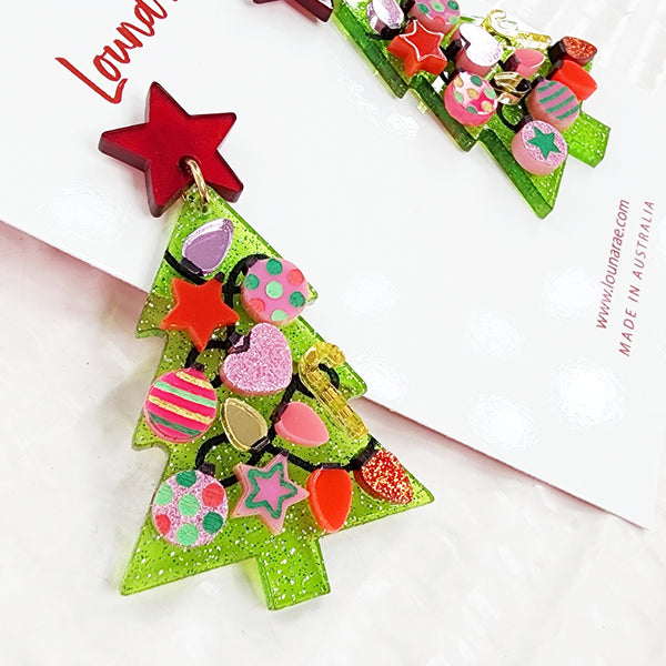 Christmas Tree Dangle Earrings - 002