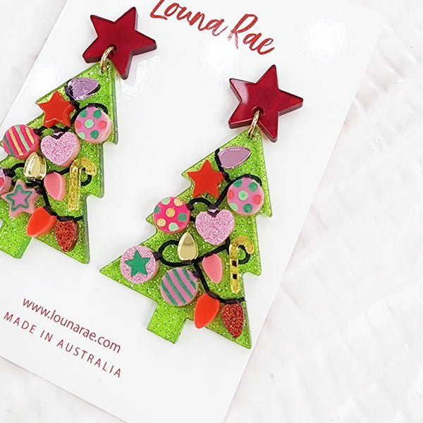 Christmas Tree Dangle Earrings - 002