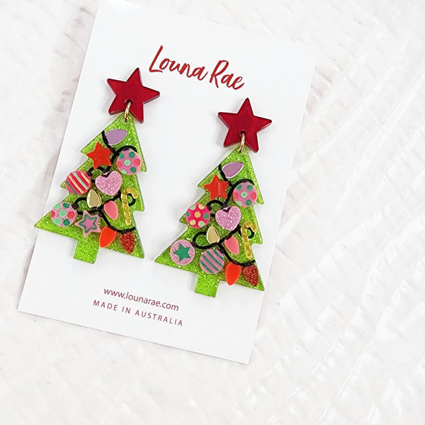 Christmas Tree Dangle Earrings - 002