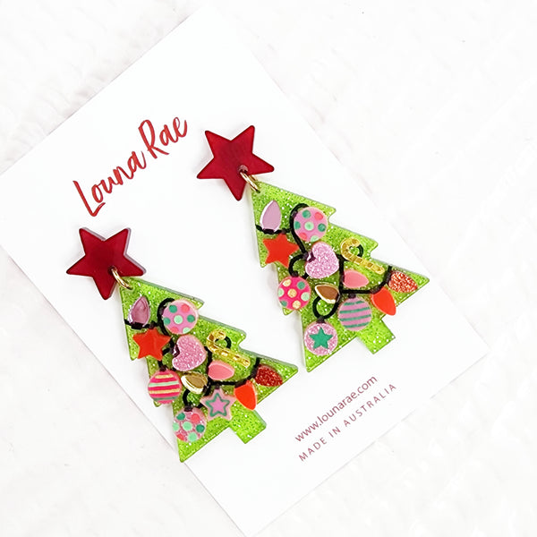 Christmas Tree Dangle Earrings - 006
