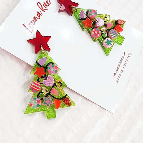 Christmas Tree Dangle Earrings - 006