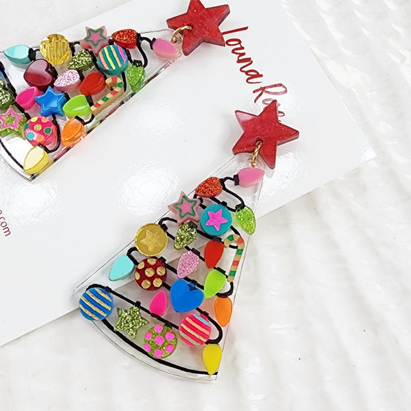 Christmas Tree Dangle Earrings - 007