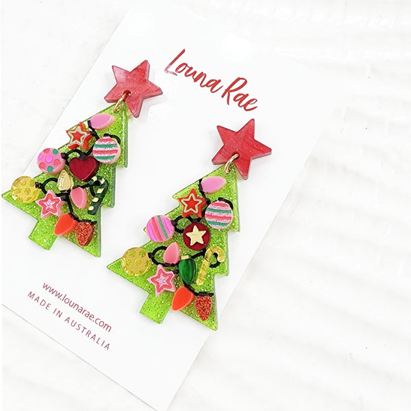 Christmas Tree Dangle Earrings - 009