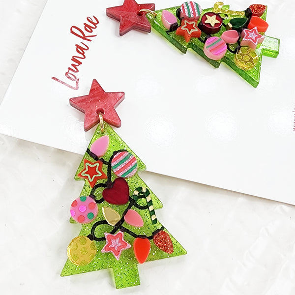 Christmas Tree Dangle Earrings - 009