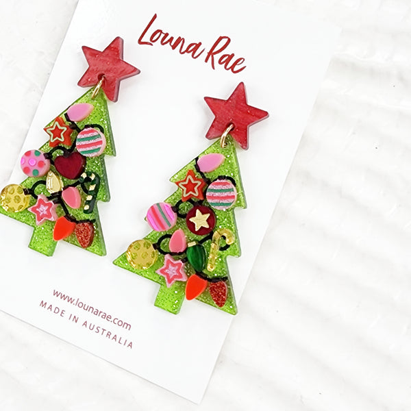 Christmas Tree Dangle Earrings - 009