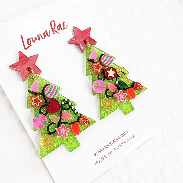 Christmas Tree Dangle Earrings - 009