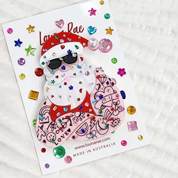 Bedazzled Santa Brooch