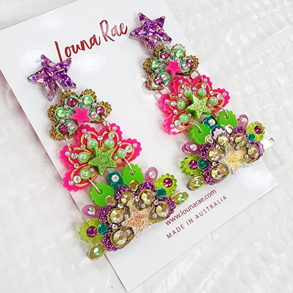 Very Fancy Christmas Tree Dangle Earrings