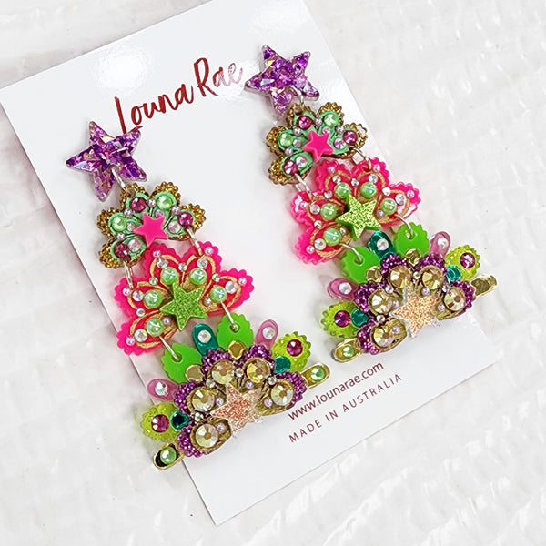 Very Fancy Christmas Tree Dangle Earrings