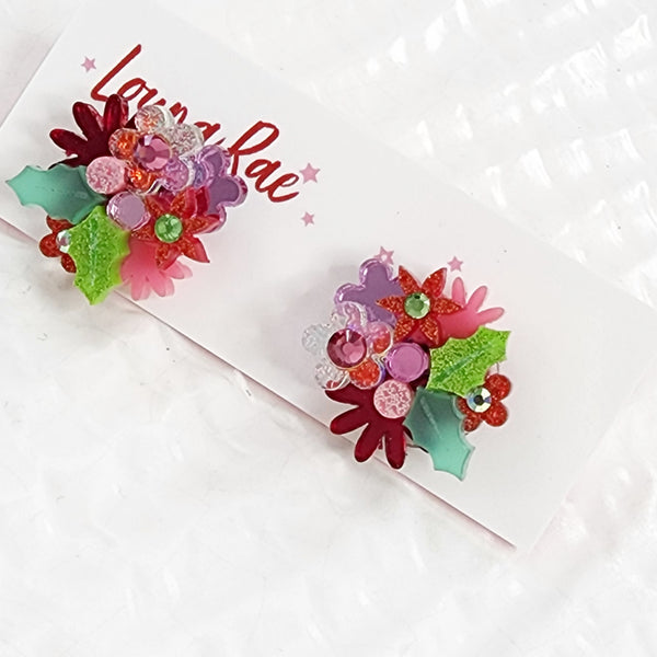 Christmas Flower Bouquet Stud Earrings - 002