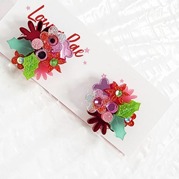 Christmas Flower Bouquet Stud Earrings - 002