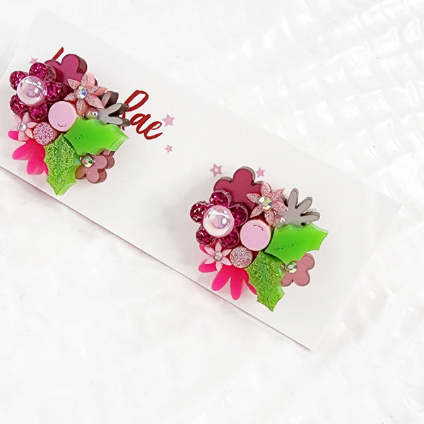 Christmas Flower Bouquet Stud Earrings - 004