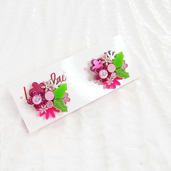 Christmas Flower Bouquet Stud Earrings - 004