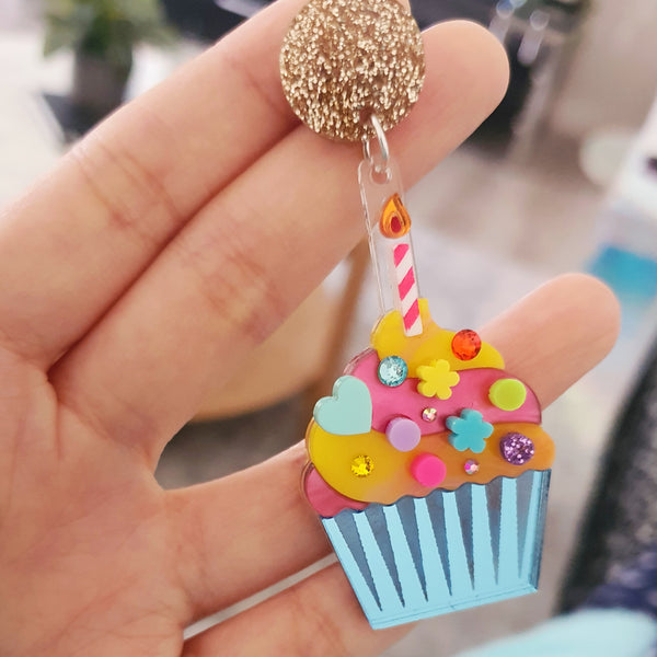 Birthday Cupcake Dangle Earrings
