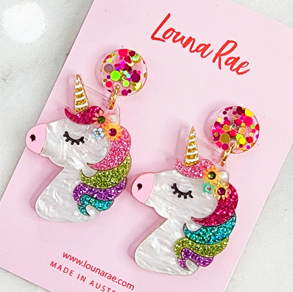 Unicorn dangle earrings Outlet