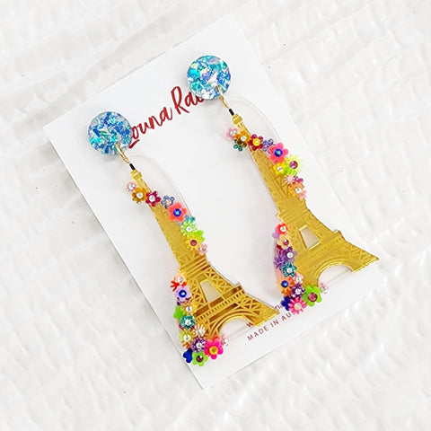 Eiffel Tower Dangle Earrings - Gold